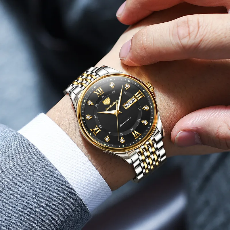 Jin Shi Dun Automatic Mechanical Movement Stainless Steel Watchband Watch Men's Watches White Dial-10