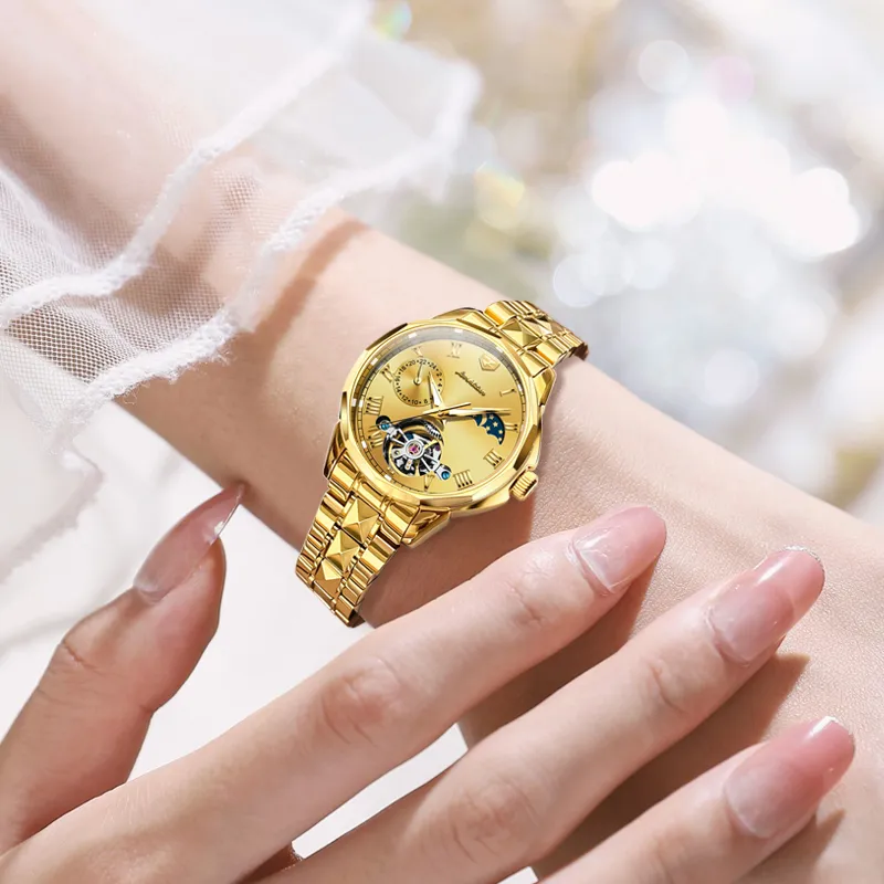 Jin Shi Dun Smart Series Mechanical Movement Stainless Steel Watchband Watch Women's Watch White Dial-29