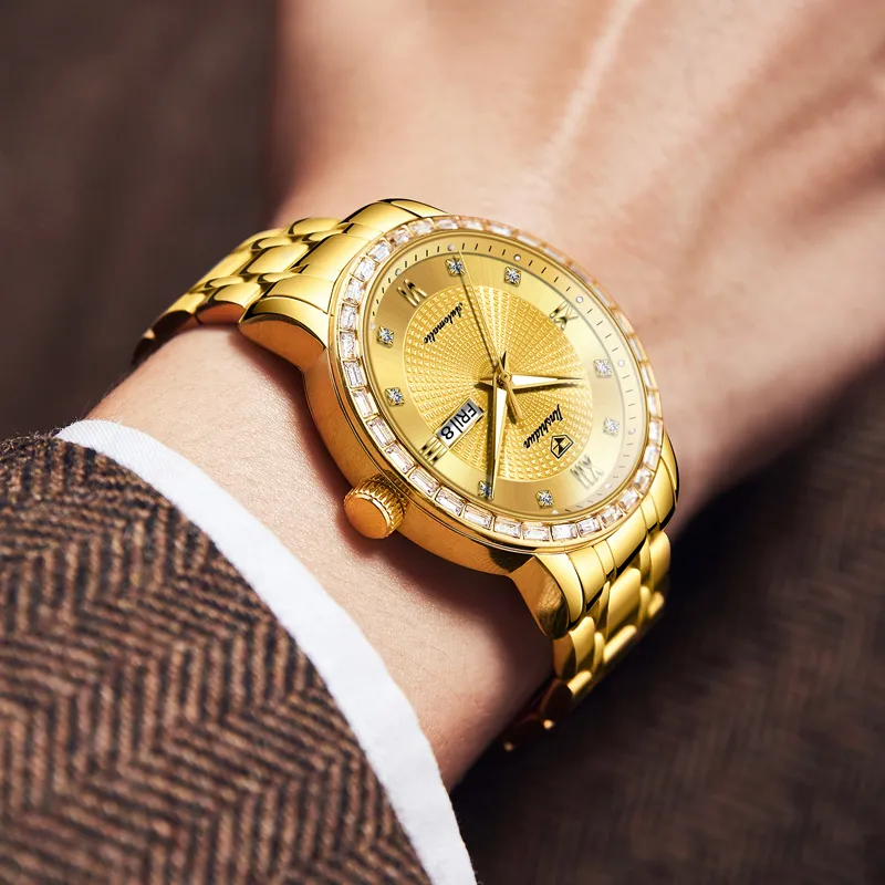 Jin Shi Dun Mechanical Movement Stainless Steel Watchband Watch Men's Watches White Dial-20