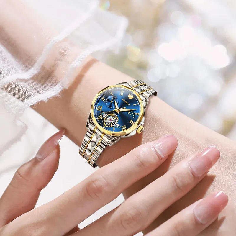 Jin Shi Dun Smart Series Mechanical Movement Stainless Steel Watchband Watch Women's Watch White Dial-23