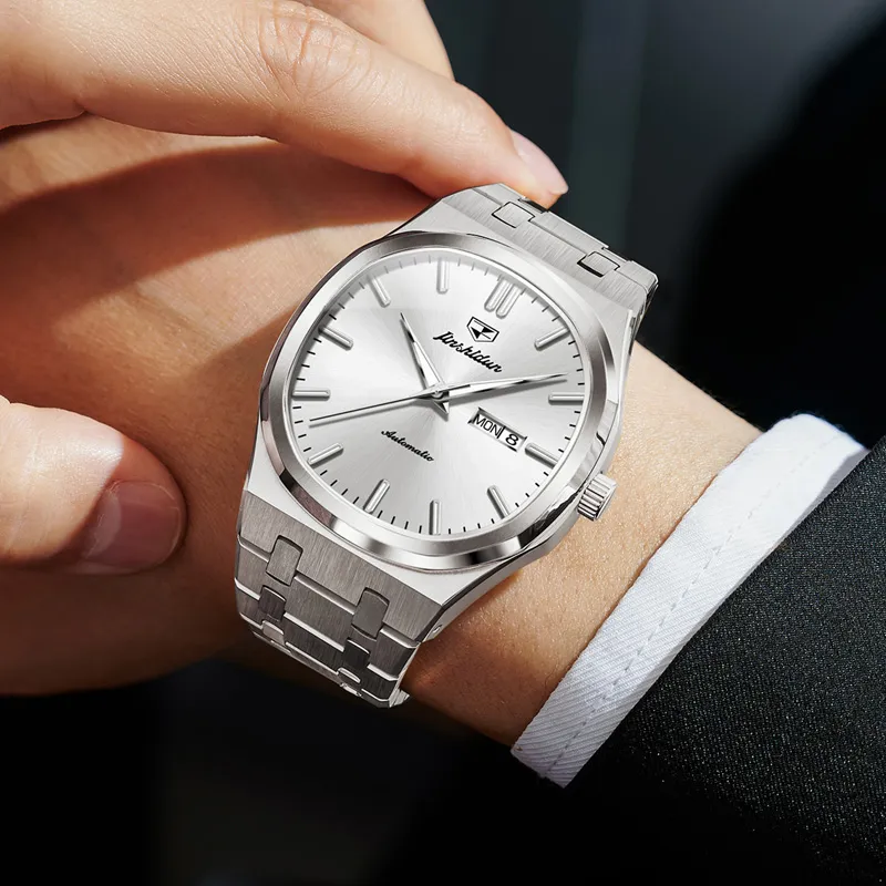 Jin Shi Dun Artisan Collection Mechanical Movement Stainless Steel Watchband Watch Men's Watches White Dial-2