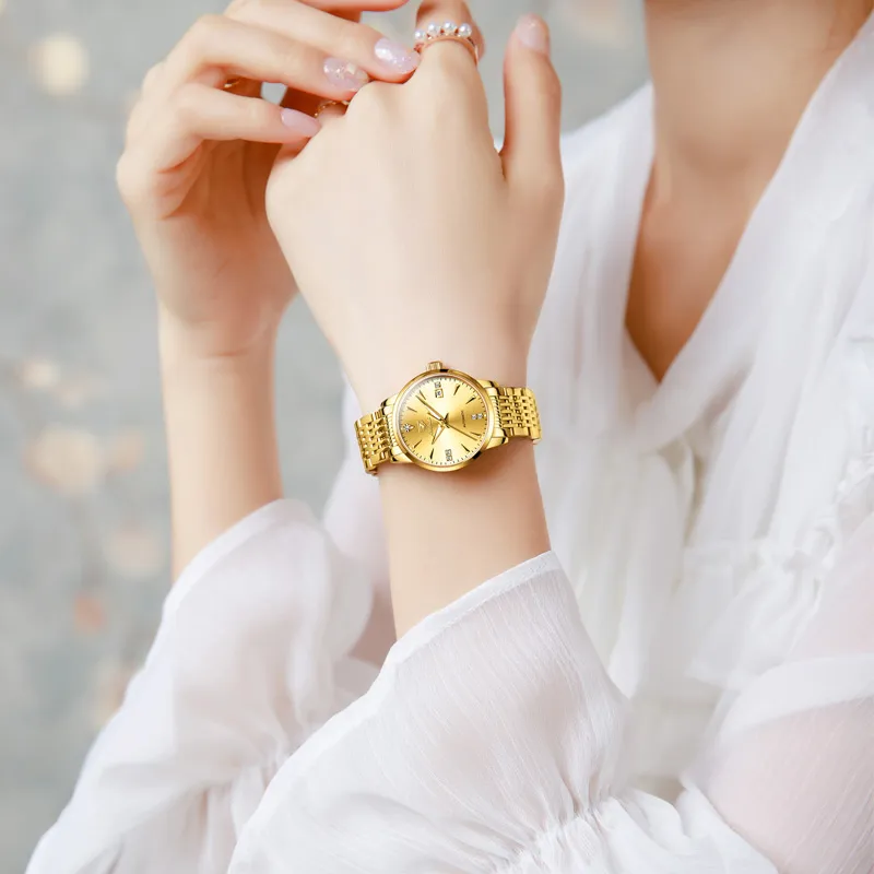 Jin Shi Dun Box Mechanical Movement Stainless Steel Watchband Watch Women's Watch White Dial-17