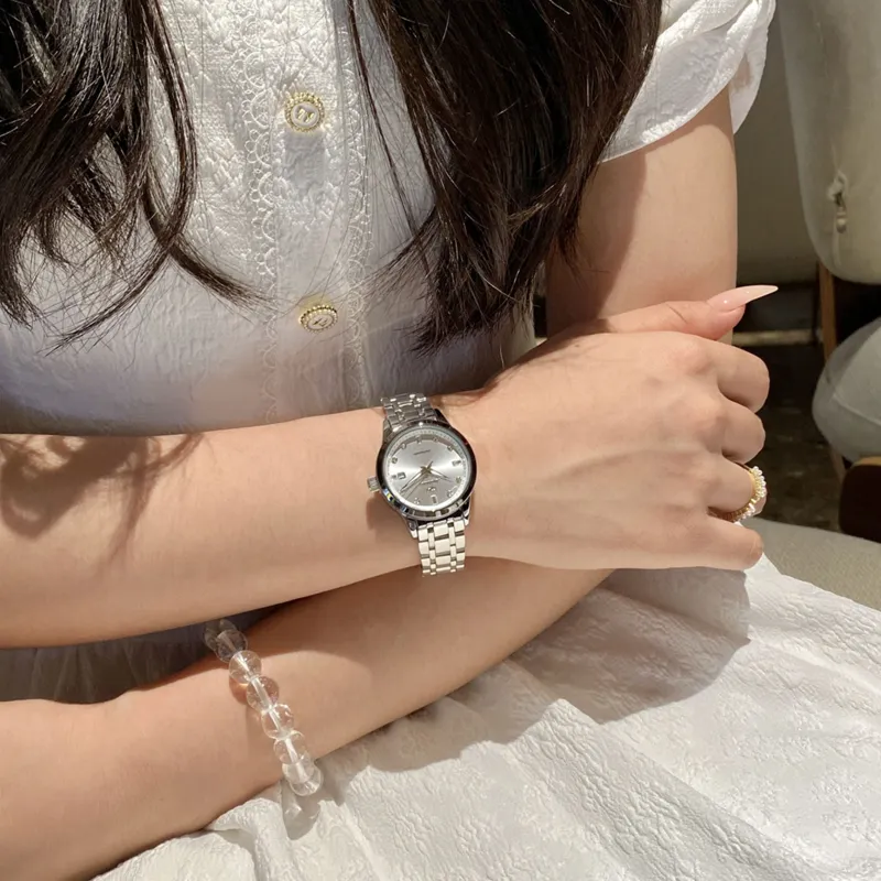 Jin Shi Dun Mechanical Movement Stainless Steel Watchband Watch Women's Watch White Dial-4