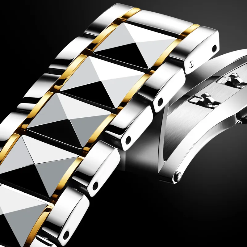 Jin Shi Dun Box Mechanical Movement Stainless Steel Watchband Watch Men's Watches White Dial-23