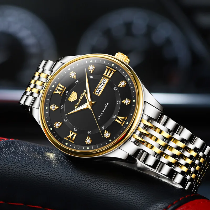 Jin Shi Dun Automatic Mechanical Movement Stainless Steel Watchband Watch Men's Watches White Dial-8