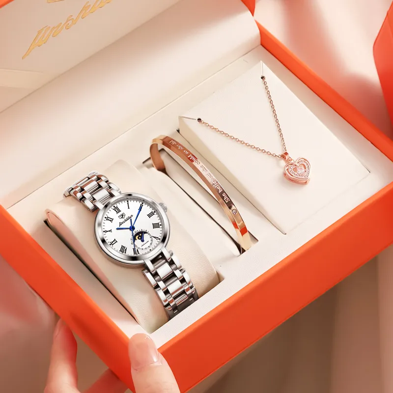 Jin Shi Dun Mechanical Movement Watch Women's Watch White Dial-1