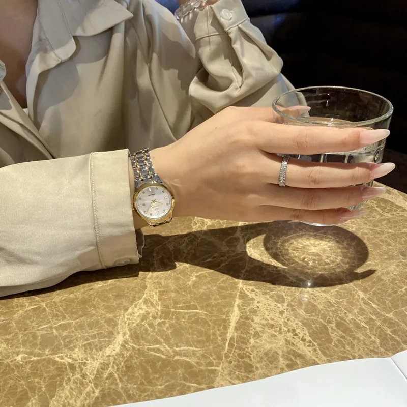 Jin Shi Dun Mechanical Movement Stainless Steel Watchband Watch Women's Watch White Dial-14