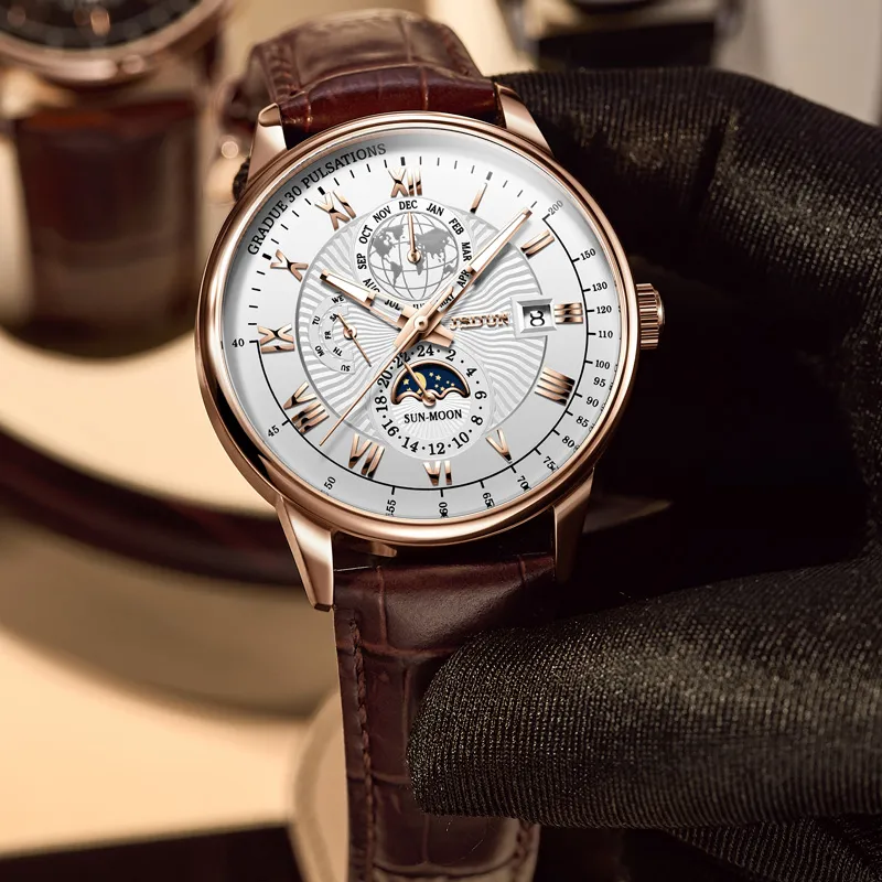 Jin Shi Dun Artisan Collection Mechanical Movement Watch Men's Watches White Dial-16