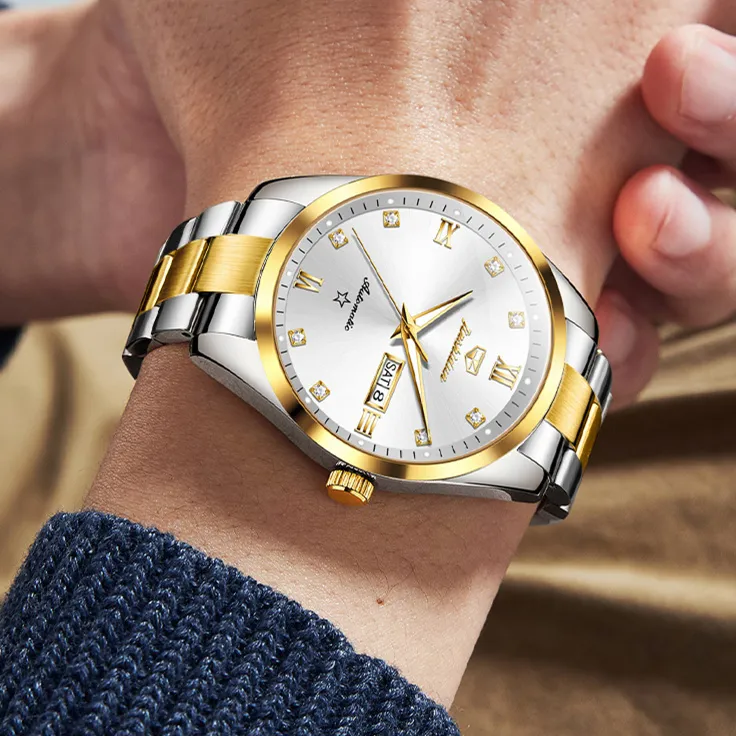 Jin Shi Dun Men's Watch Box Mechanical Movement Stainless Steel Watchband Watch Men's Watches White Dial-14