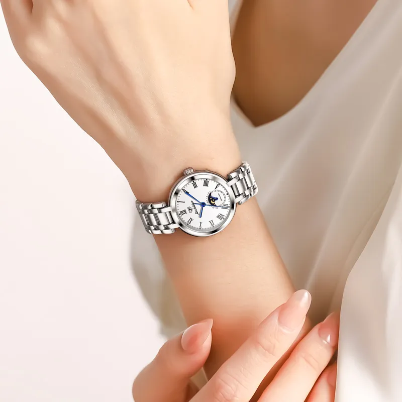 Jin Shi Dun Mechanical Movement Watch Women's Watch White Dial-5