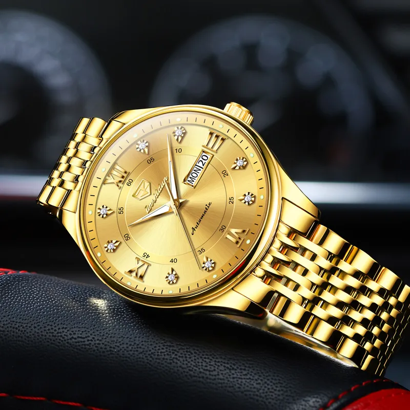 Jin Shi Dun Automatic Mechanical Movement Stainless Steel Watchband Watch Men's Watches White Dial-23