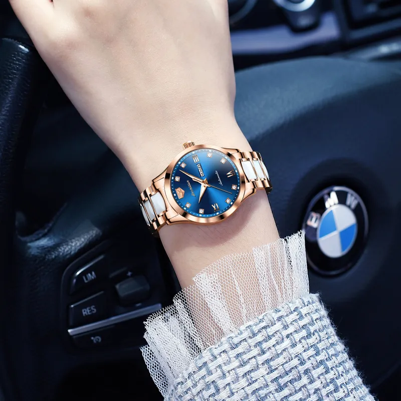Jin Shi Dun Box Automatic Mechanical Movement Watch Women's Watch White Dial-11