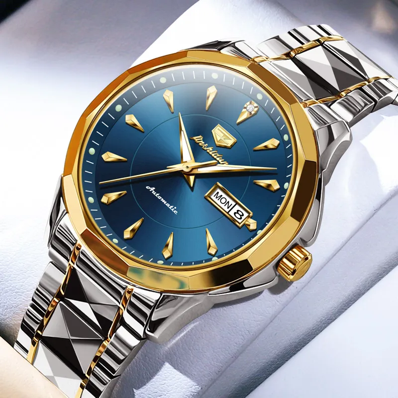 Jin Shi Dun Box Mechanical Movement Stainless Steel Watchband Watch Men's Watches White Dial-13