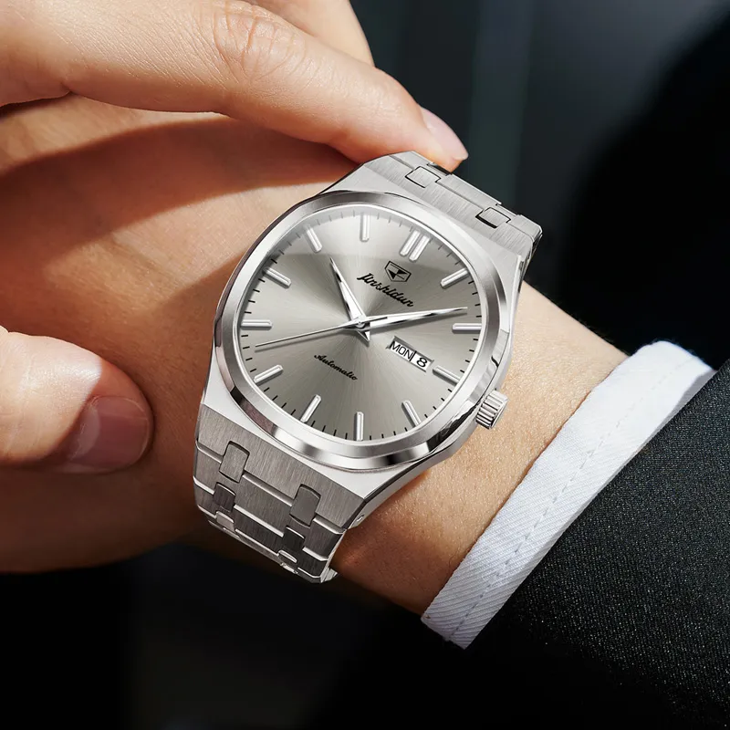 Jin Shi Dun Artisan Collection Mechanical Movement Stainless Steel Watchband Watch Men's Watches White Dial-11