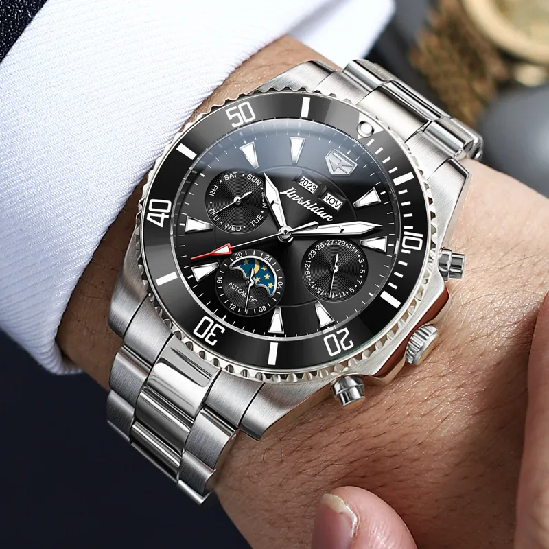 Jin Shi Dun Artisan Collection Mechanical Movement Stainless Steel Watchband Watch Men's Watches Black Dial-8