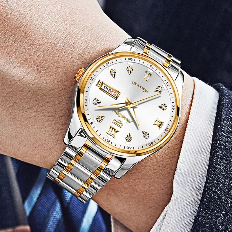 Jin Shi Dun Mechanical Movement Stainless Steel Watchband Watch Men's Watches Black Dial-14
