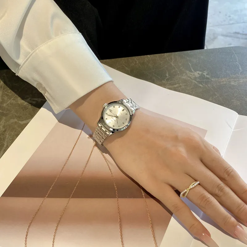 Jin Shi Dun Mechanical Movement Stainless Steel Watchband Watch Women's Watch White Dial-6