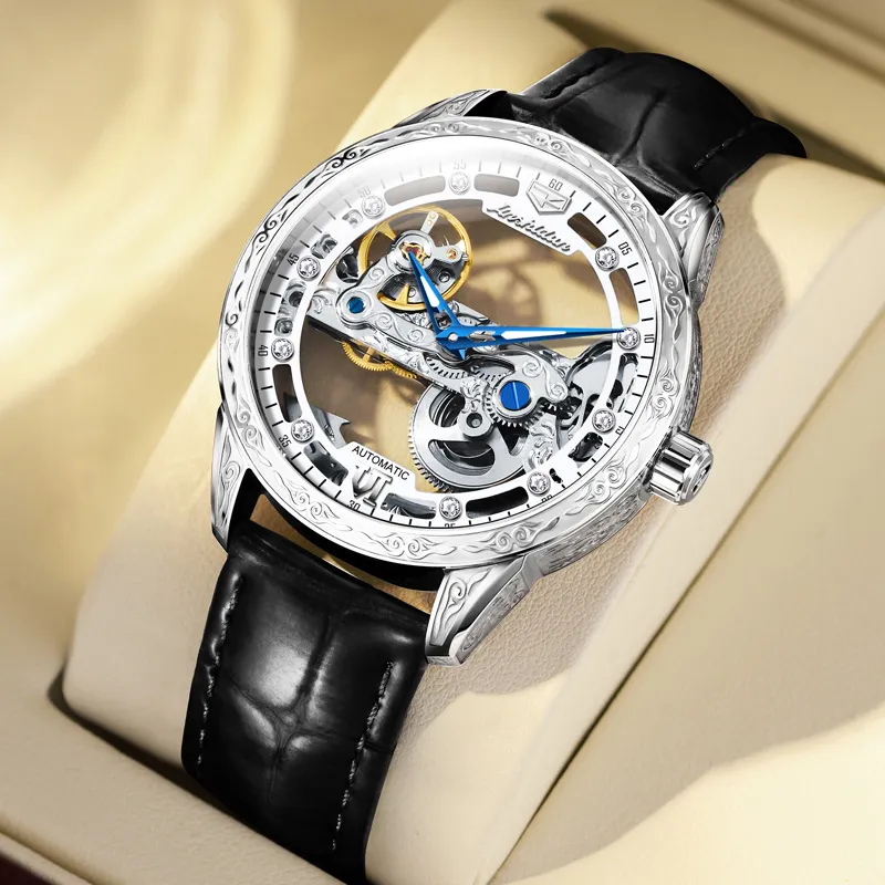 Jin Shi Dun Automatic Mechanical Movement Men's Watches Cut Out Dial-7