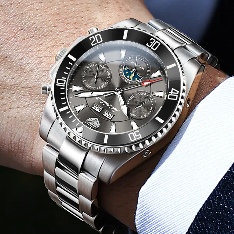 Jin Shi Dun Artisan Collection Mechanical Movement Stainless Steel Watchband Watch Men's Watches Black Dial-12