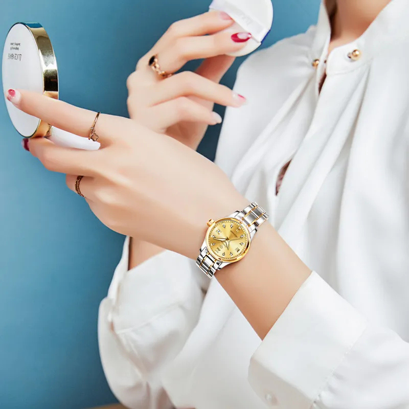 Jin Shi Dun Smart Series Mechanical Movement Stainless Steel Watchband Watch Women's Watch White Dial-29