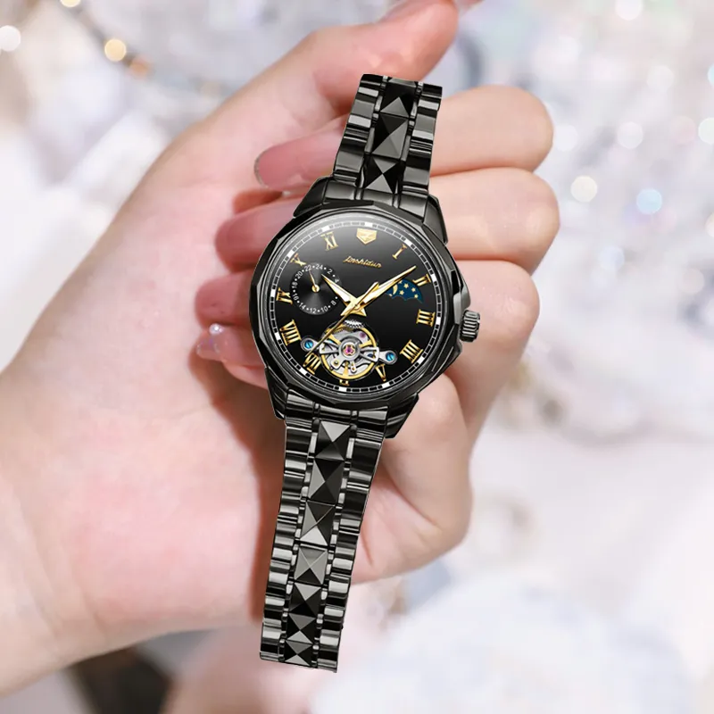 Jin Shi Dun Smart Series Mechanical Movement Stainless Steel Watchband Watch Women's Watch White Dial-8