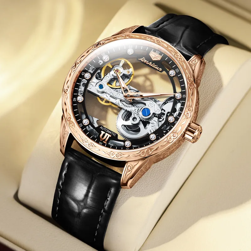 Jin Shi Dun Automatic Mechanical Movement Men's Watches Cut Out Dial-12