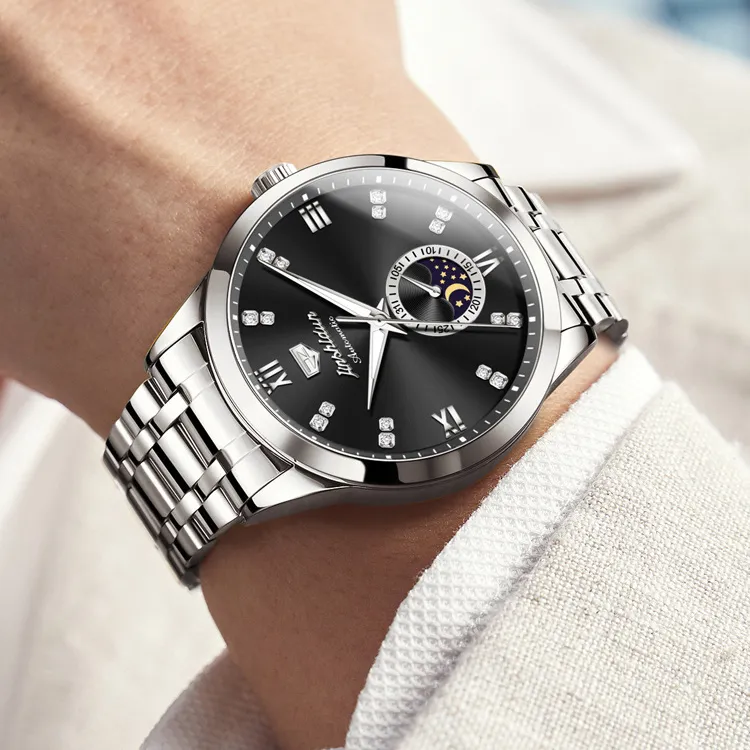 Jin Shi Dun Mechanical Movement Watch Men's Watches White Dial-7