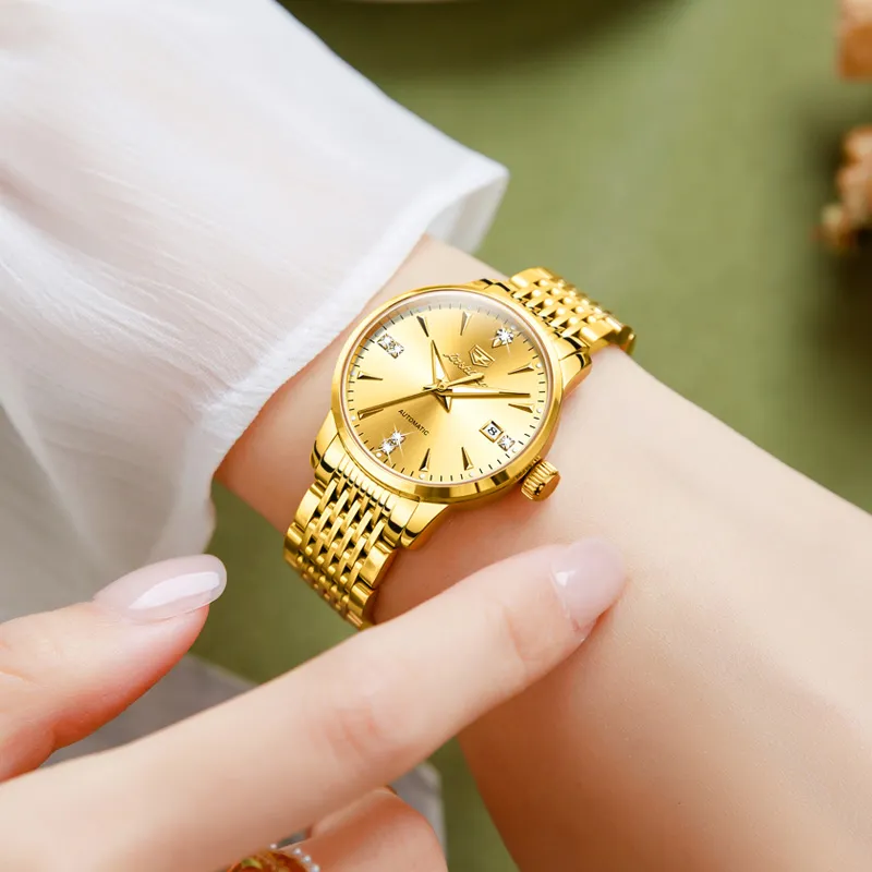 Jin Shi Dun Box Mechanical Movement Stainless Steel Watchband Watch Women's Watch White Dial-15