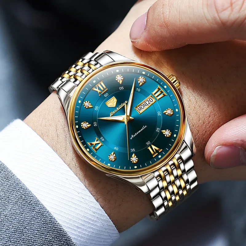 Jin Shi Dun Automatic Mechanical Movement Stainless Steel Watchband Watch Men's Watches White Dial-20