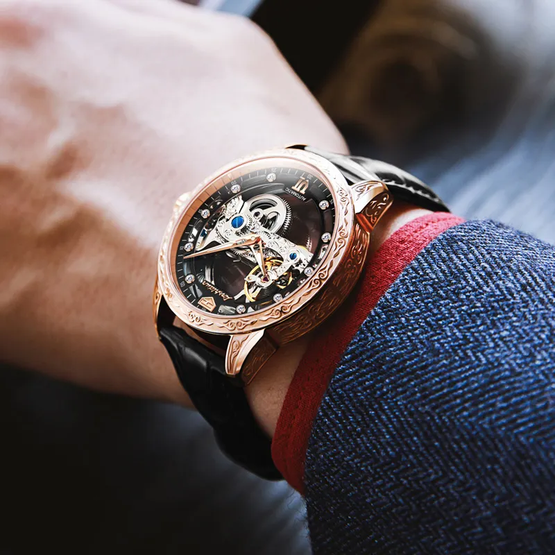 Jin Shi Dun Automatic Mechanical Movement Men's Watches Cut Out Dial-14