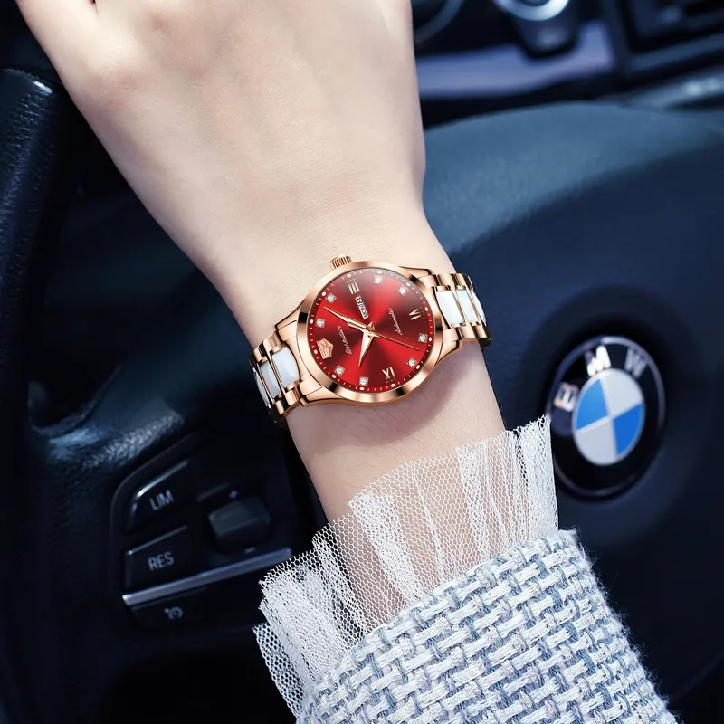 Jin Shi Dun Box Automatic Mechanical Movement Watch Women's Watch White Dial-7