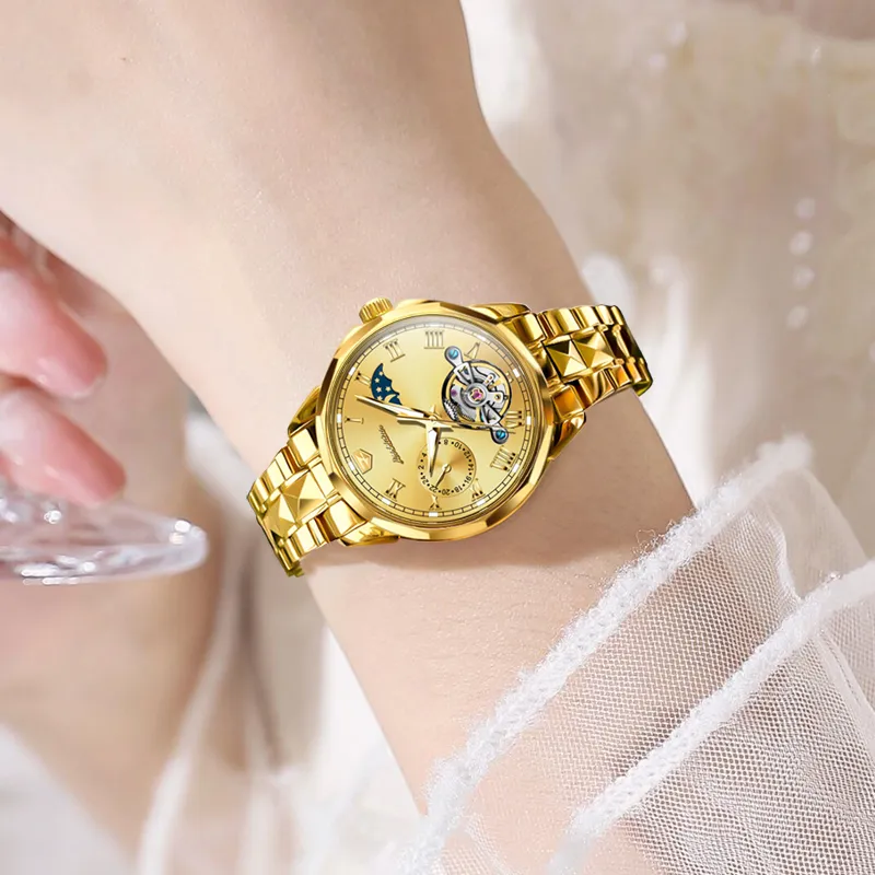 Jin Shi Dun Smart Series Mechanical Movement Stainless Steel Watchband Watch Women's Watch White Dial-28
