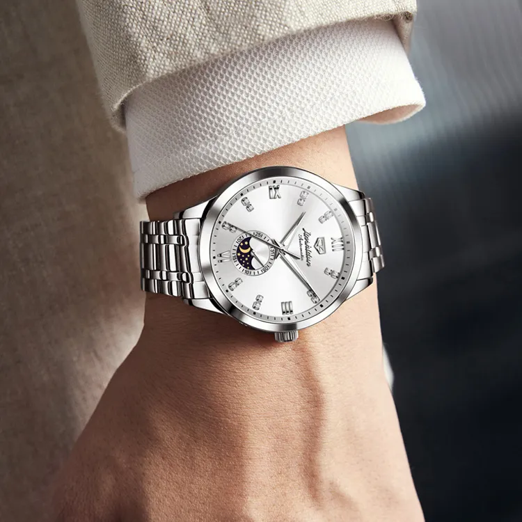 Jin Shi Dun Mechanical Movement Watch Men's Watches White Dial-16