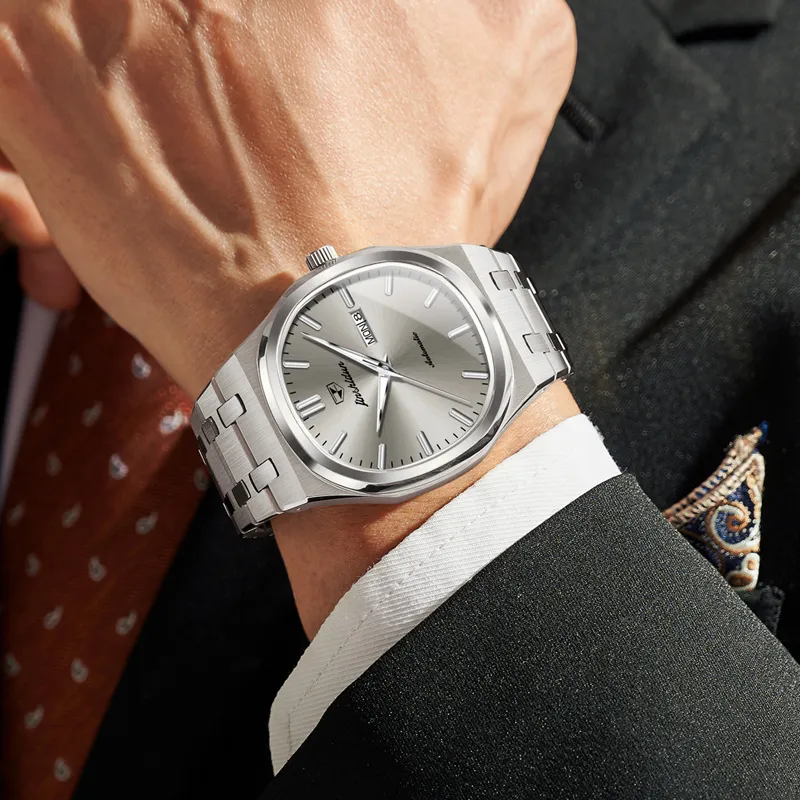 Jin Shi Dun Artisan Collection Mechanical Movement Stainless Steel Watchband Watch Men's Watches White Dial-10