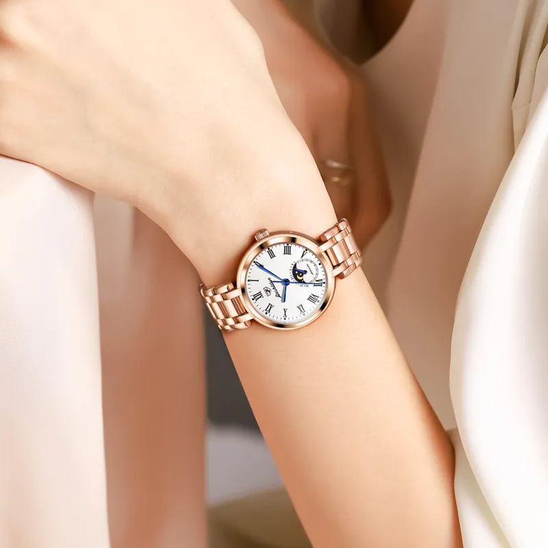 Jin Shi Dun Mechanical Movement Watch Women's Watch White Dial-11