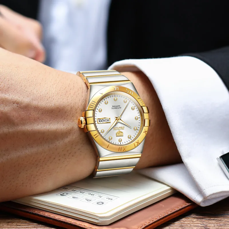 Jin Shi Dun Artisan Collection Mechanical Movement Stainless Steel Watchband Watch Men's Watches White Dial-2
