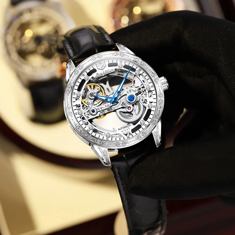 Jin Shi Dun Automatic Mechanical Movement Men's Watches Cut Out Dial-8