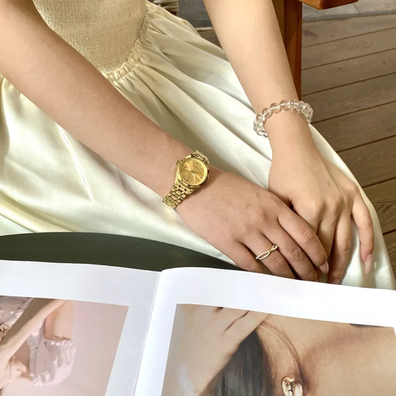 Jin Shi Dun Mechanical Movement Stainless Steel Watchband Watch Women's Watch White Dial-23