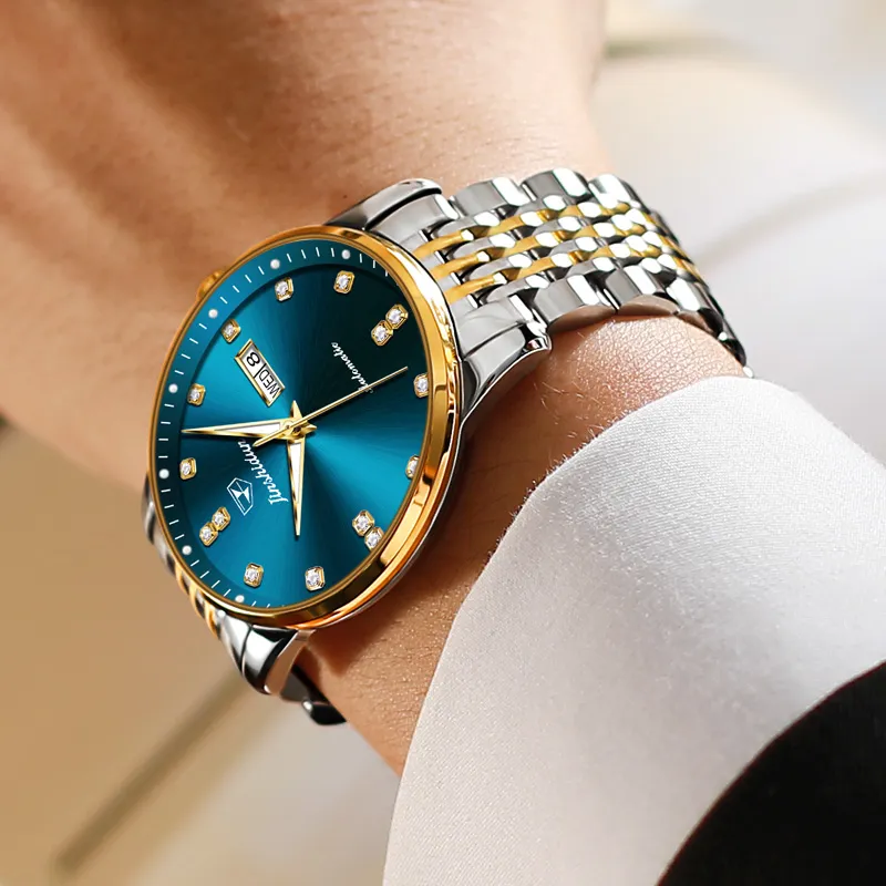 Jin Shi Dun Mechanical Movement Stainless Steel Watchband Watch Men's Watches White Dial-16