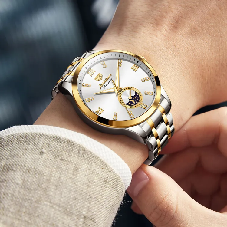 Jin Shi Dun Mechanical Movement Watch Men's Watches White Dial-29