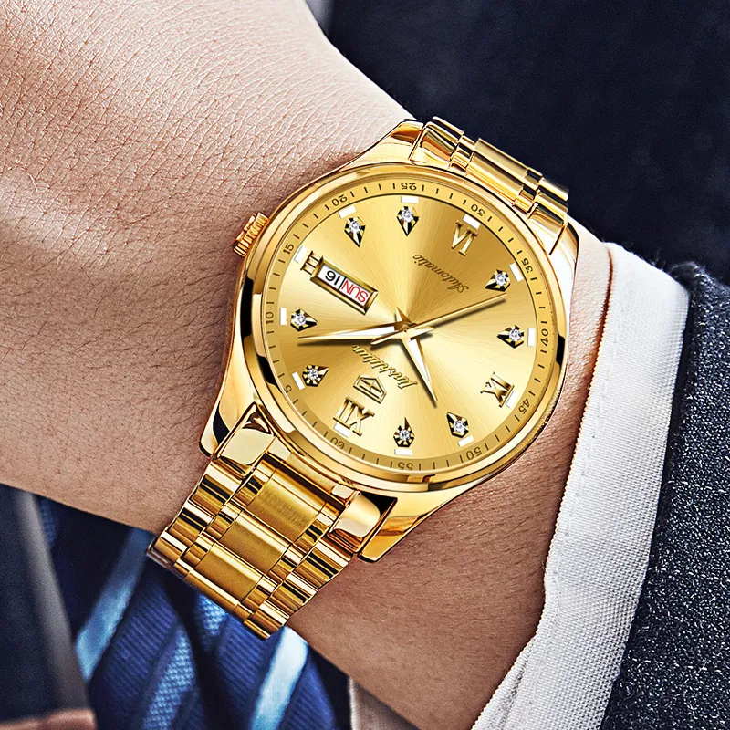 Jin Shi Dun Mechanical Movement Stainless Steel Watchband Watch Men's Watches Black Dial-22