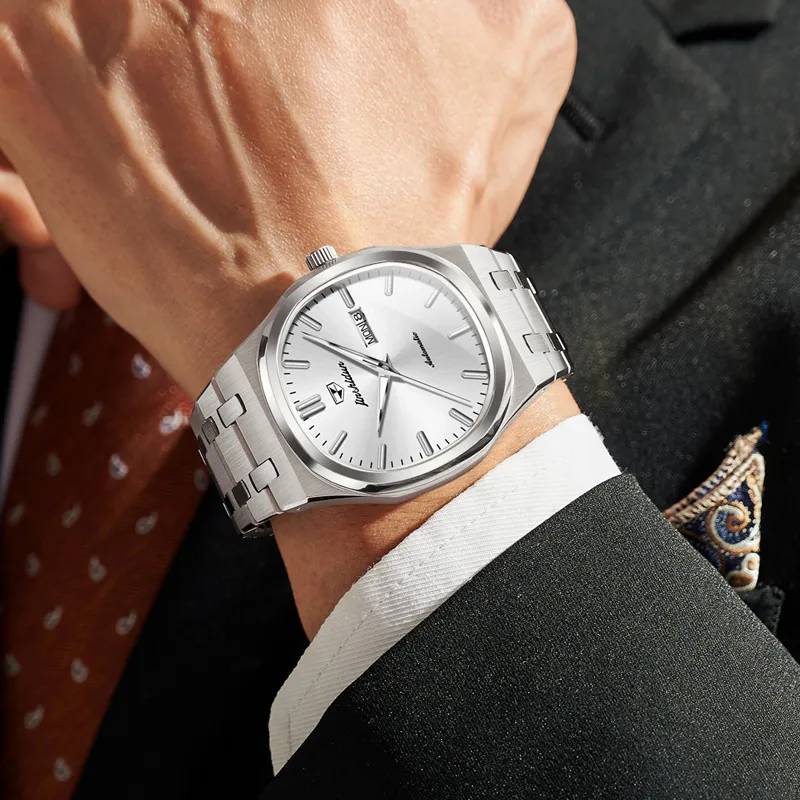 Jin Shi Dun Artisan Collection Mechanical Movement Stainless Steel Watchband Watch Men's Watches White Dial-5