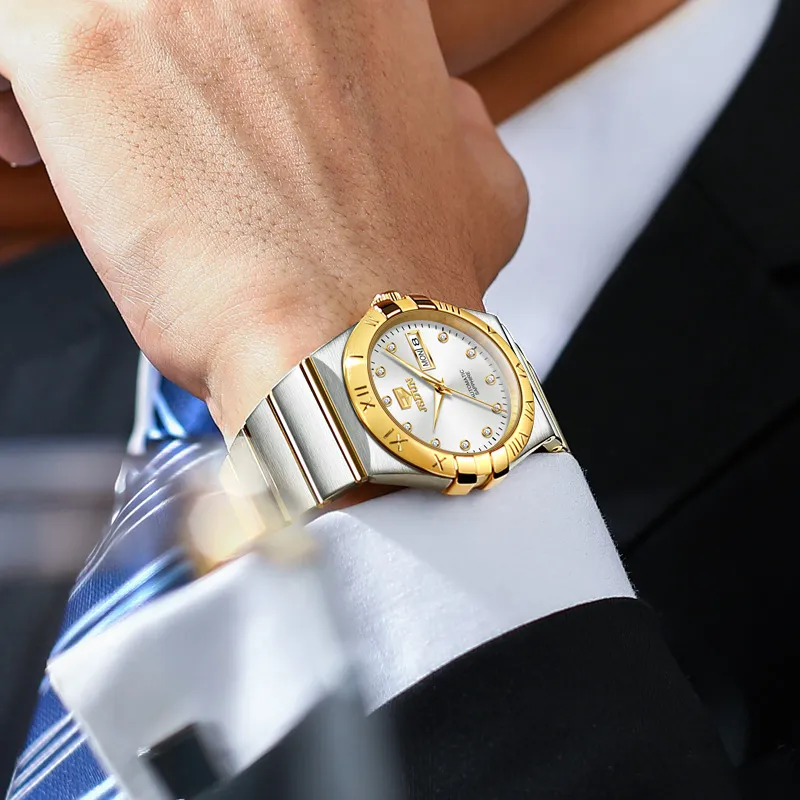 Jin Shi Dun Artisan Collection Mechanical Movement Stainless Steel Watchband Watch Men's Watches White Dial-1