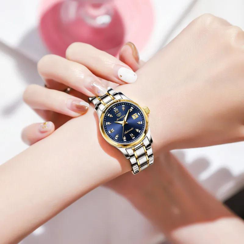 Jin Shi Dun Smart Series Mechanical Movement Stainless Steel Watchband Watch Women's Watch White Dial-22