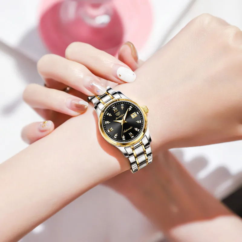 Jin Shi Dun Smart Series Mechanical Movement Stainless Steel Watchband Watch Women's Watch White Dial-17