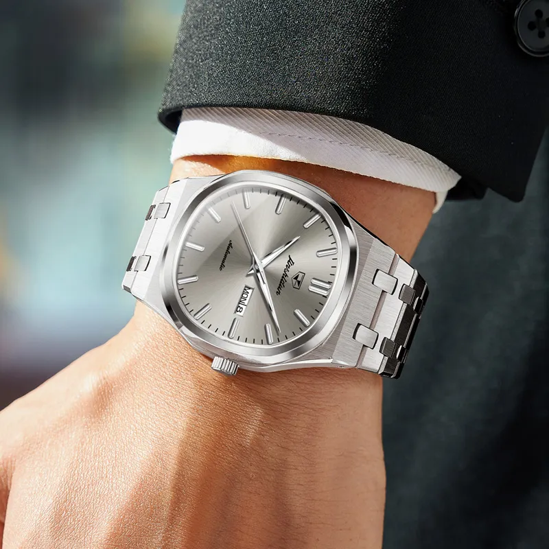 Jin Shi Dun Artisan Collection Mechanical Movement Stainless Steel Watchband Watch Men's Watches White Dial-9