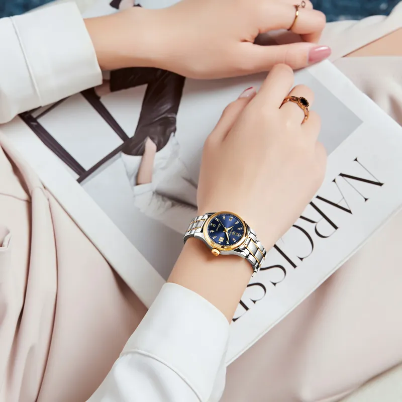 Jin Shi Dun Smart Series Mechanical Movement Stainless Steel Watchband Watch Women's Watch White Dial-23