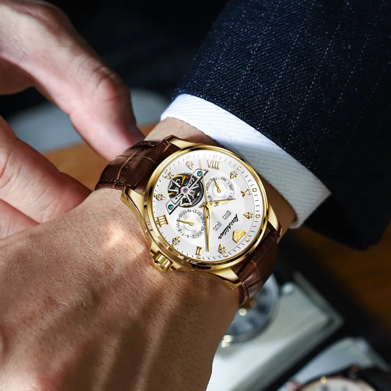 Jin Shi Dun Artisan Collection Fashion Business Men's Watch Box Automatic Mechanical Movement Men's Watches Black Dial-9