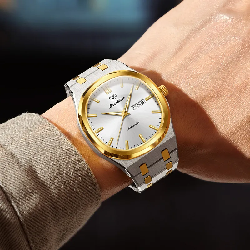 Jin Shi Dun Artisan Collection Mechanical Movement Stainless Steel Watchband Watch Men's Watches White Dial-14