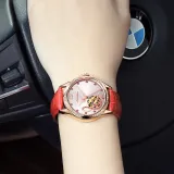 Jin Shi Dun Petal Design Box Mechanical Movement Chinese Watches Women's Watch Pink Watch Dial